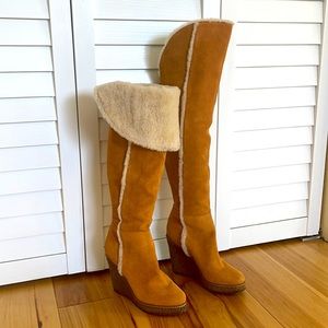 Wedge Knee Boots
